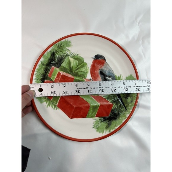 Ceramica Cuore Italy Christmas Holiday Sparrow Salad/Luncheon 9” Plates set/6 - Picture 15 of 15